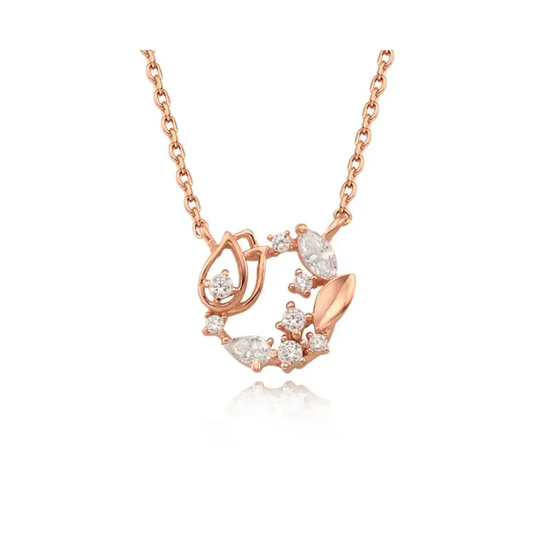OST - April White Cubic Tulip Birth Flower Necklace - OST - Jewelry - Harumio
