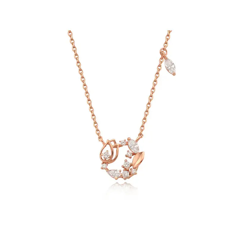 OST - April White Cubic Tulip Birth Flower Necklace - OST - Jewelry - Harumio