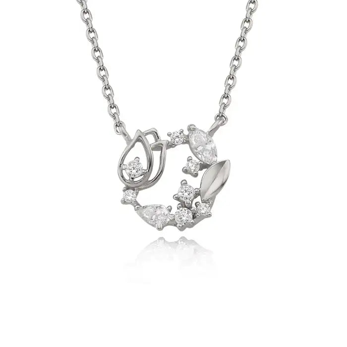 OST - April White Cubic Tulip Birth Flower Necklace - OST - Jewelry - Harumio