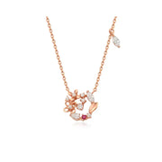 OST - July Birthstone Ruby Hydrangea Birth Flower Necklace - OST - Jewelry - Harumio