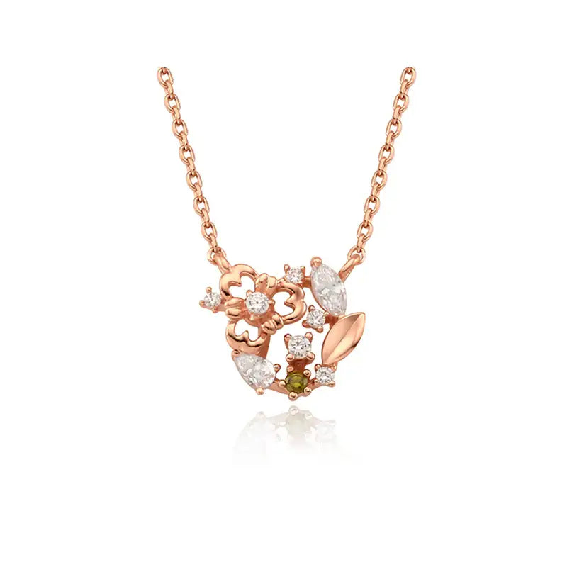 OST - August Birthstone Peridot Clover Birth Flower Necklace - OST - Jewelry - Harumio
