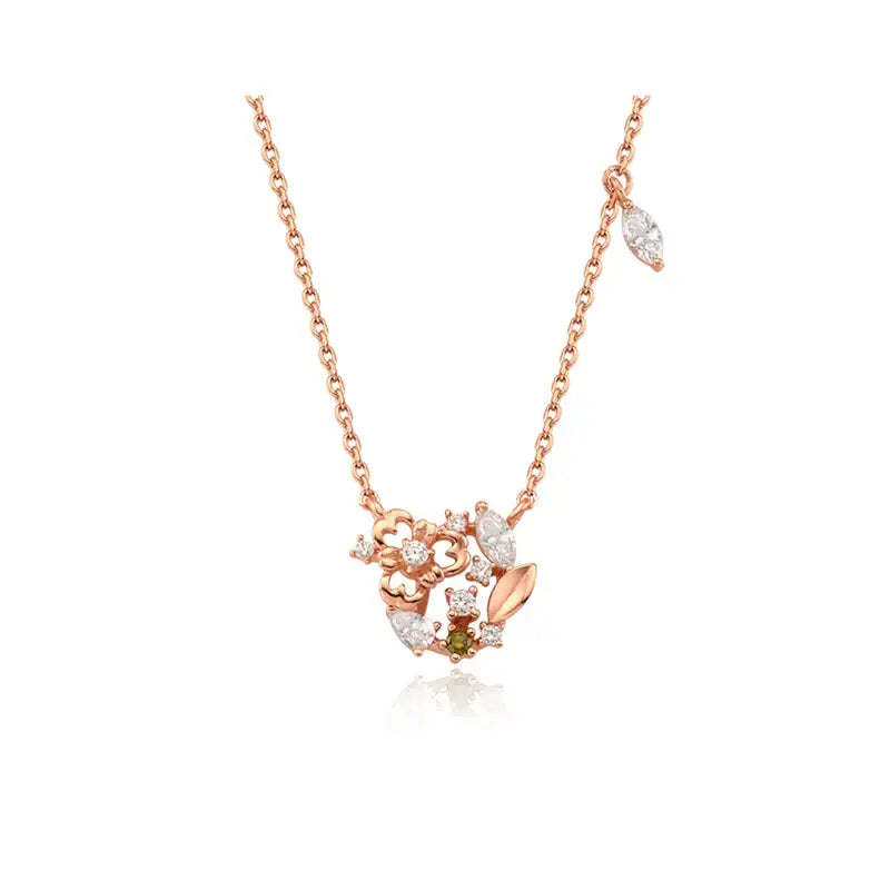 OST - August Birthstone Peridot Clover Birth Flower Necklace - OST - Jewelry - Harumio