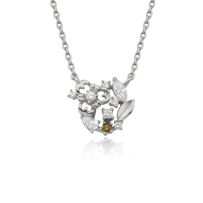 OST - August Birthstone Peridot Clover Birth Flower Necklace - OST - Jewelry - Harumio