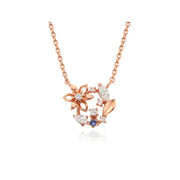 OST - September Birthstone Sapphire Clematis Birth Flower Necklace - OST - Jewelry - Harumio
