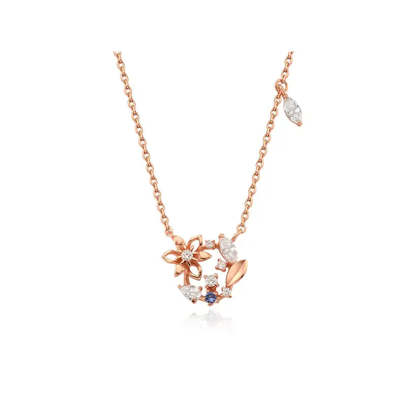 OST - September Birthstone Sapphire Clematis Birth Flower Necklace - OST - Jewelry - Harumio