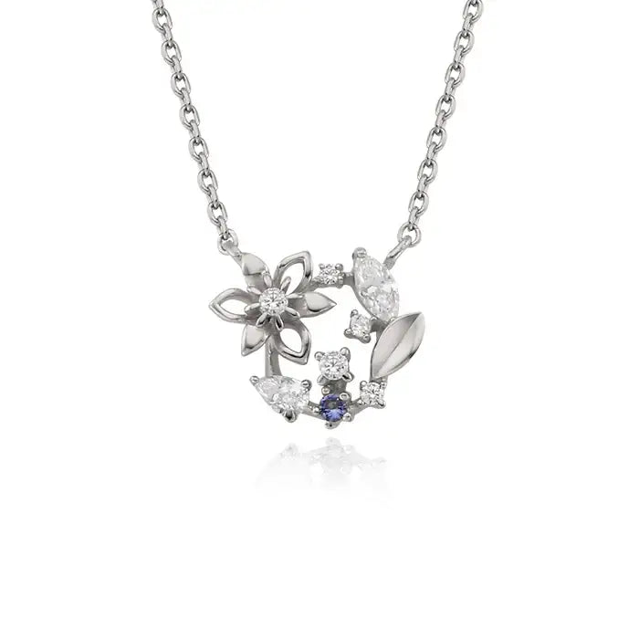 OST - September Birthstone Sapphire Clematis Birth Flower Necklace - OST - Jewelry - Harumio