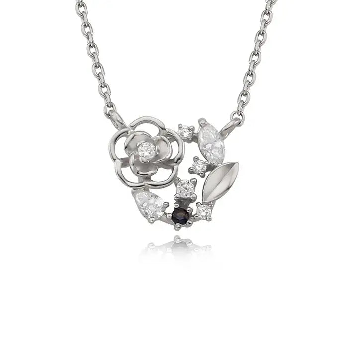 OST - December Birthstone Iolite Camellia Birth Flower Necklace - OST - Jewelry - Harumio