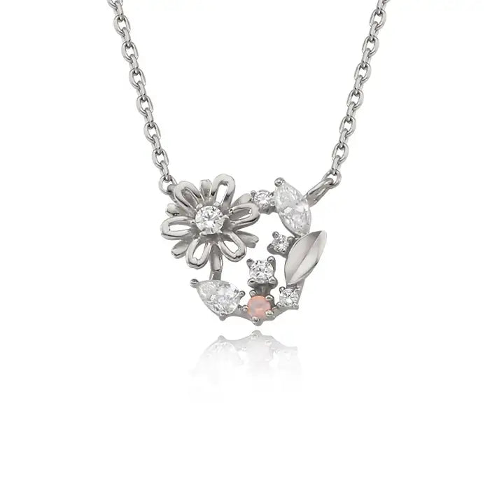 OST - October Birthstone Pink Opal Calendula Birth Flower Necklace - OST - Jewelry - Harumio