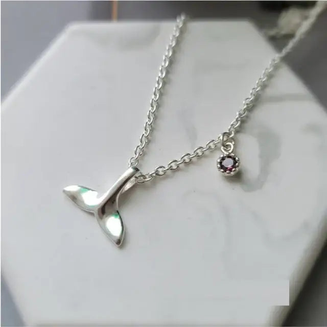 Bling Atty - Whale Tail & Birthstone Silver Anklet (inspired by K-drama Extraordinary Attorney Woo)