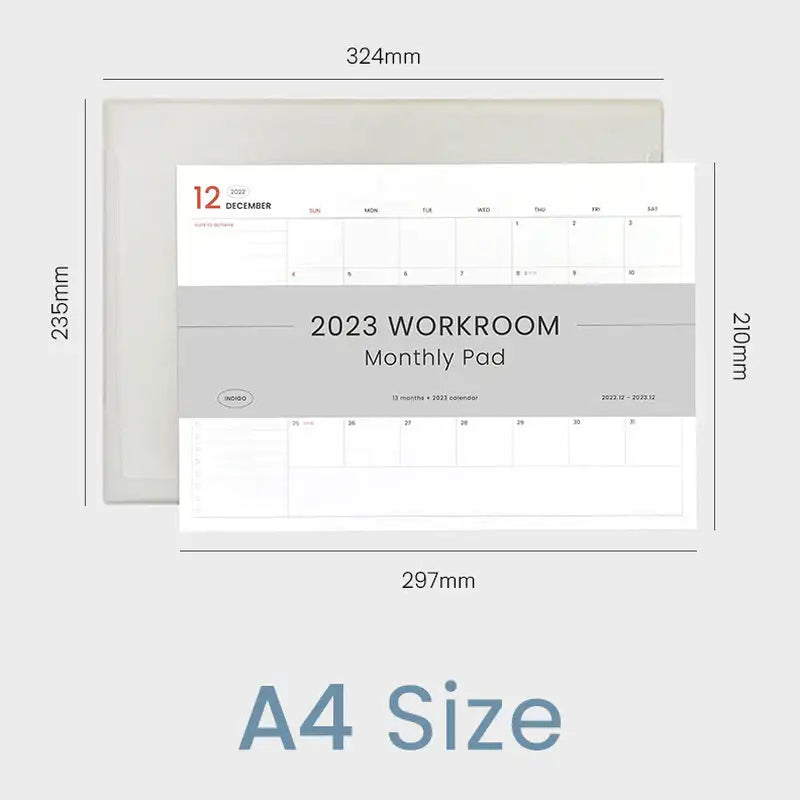 Indigo - 2023 Official Workroom Monthly Pad - Indigo - Planner Pad - Harumio