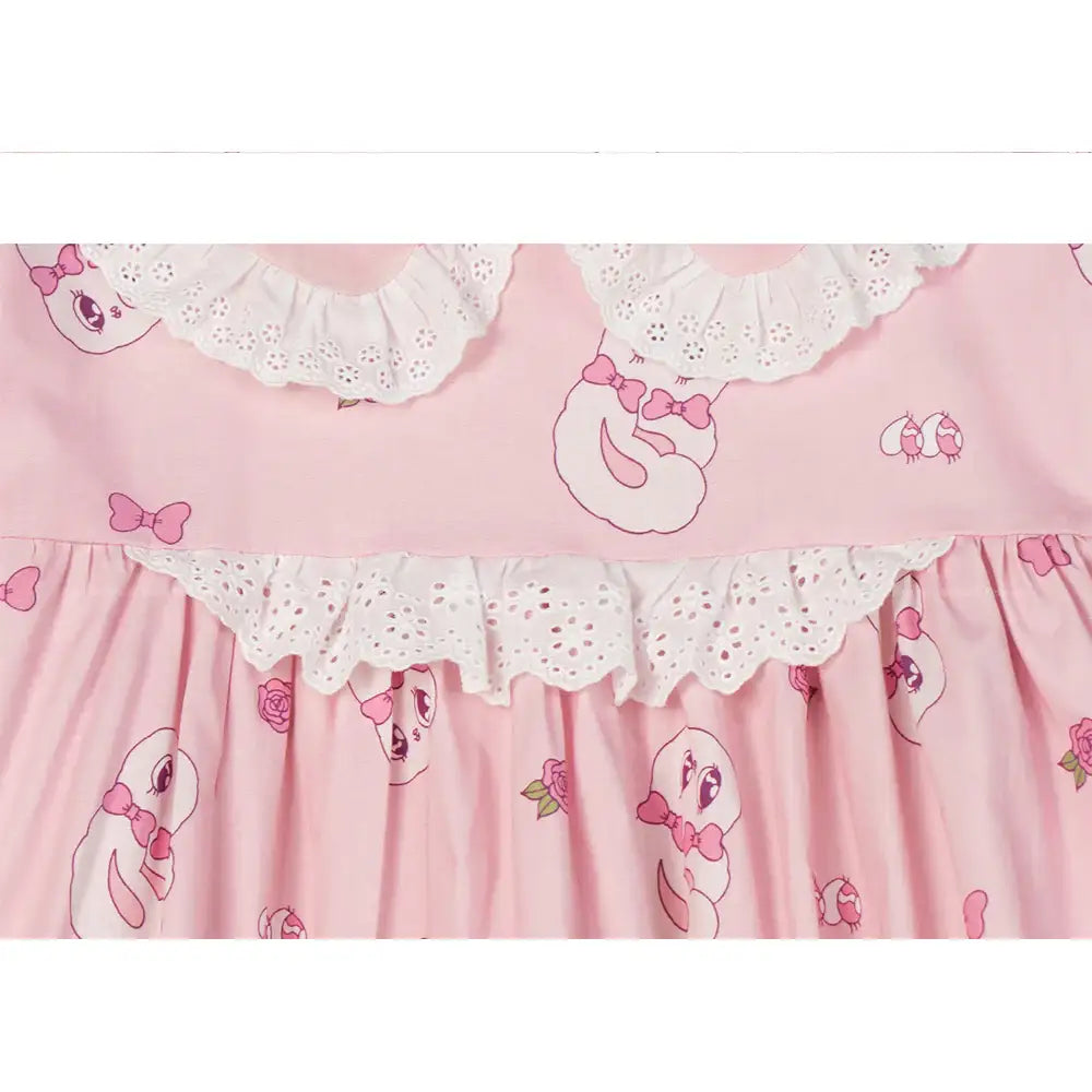Esther Bunny x Ullala - Heart Bunny Short Sleeve with Lace Pajamas Set - Esther Bunny x Ullala - Clothing - Harumio