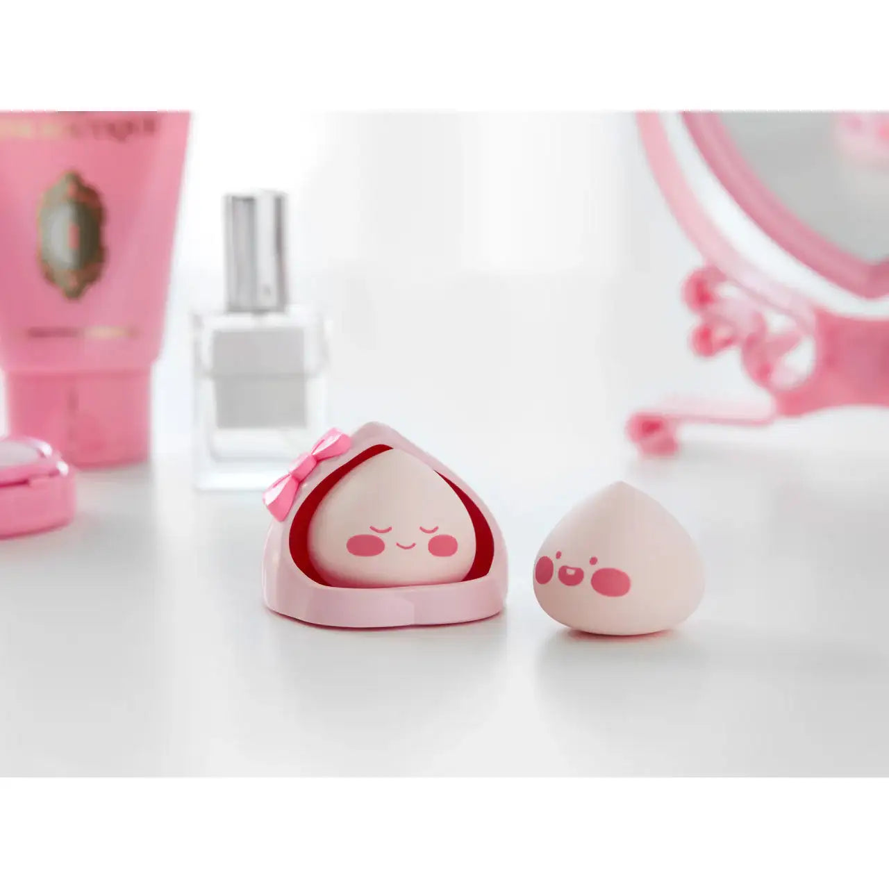 Kakao Friends - Lovely Apeach Non-latex Puff Case Set - Kakao Friends - Accessories - Harumio
