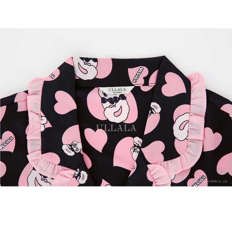 Esther Bunny x Ullala - Chic Bunny Long Sleeve Black Pajamas Set