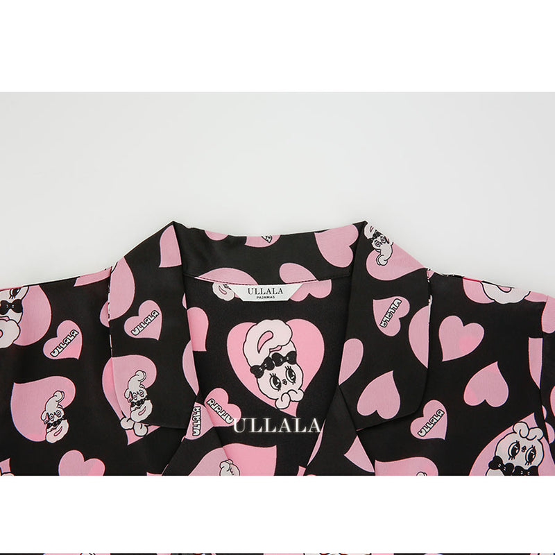 Esther Bunny x Ullala - Chic Bunny Short Sleeve Black Pajamas Set