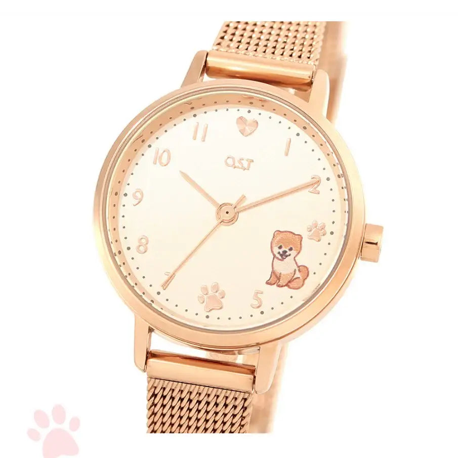 OST - My Little Friends - Pomeranian Rose Gold Mesh Metal Watch - My Little Friends - Jewelry - Harumio