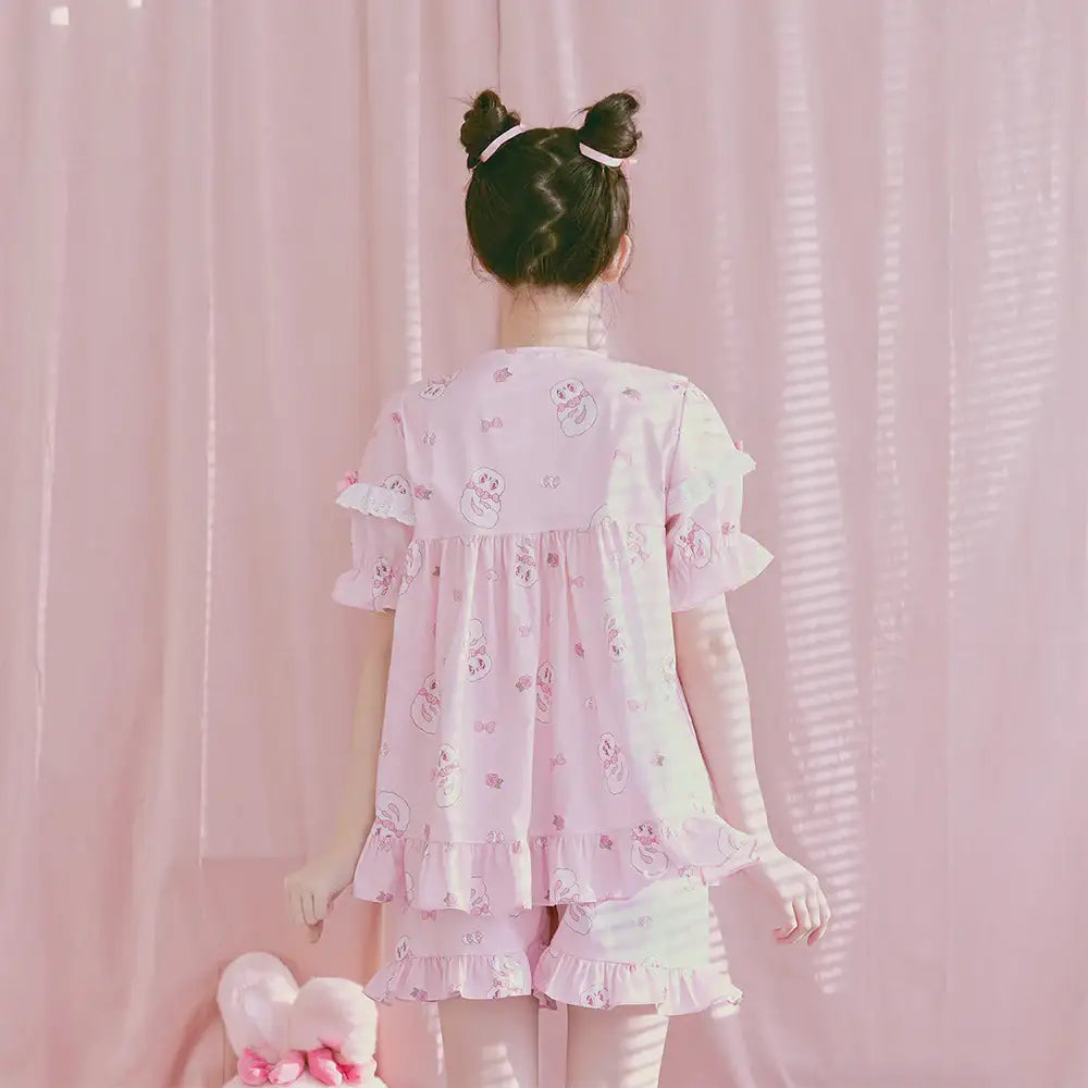 Esther Bunny x Ullala - Heart Bunny Short Sleeve with Lace Pajamas Set - Esther Bunny x Ullala - Clothing - Harumio