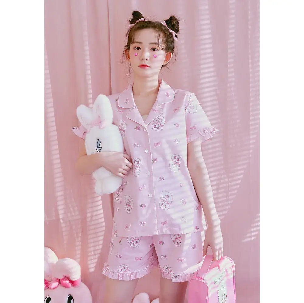 Esther Bunny x Ullala - Heart Bunny Short Sleeve Pajamas Set - Esther Bunny x Ullala - Clothing - Harumio