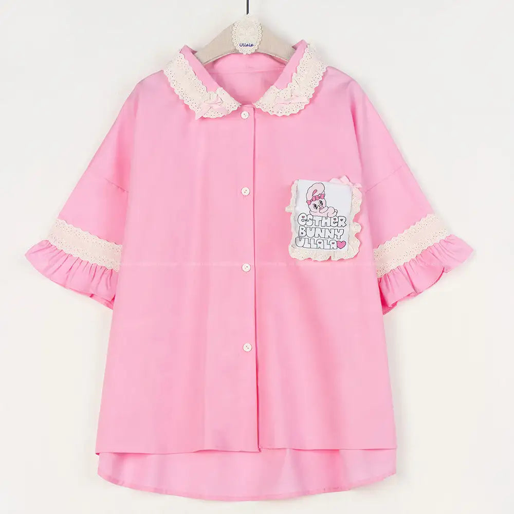 Esther Bunny x Ullala - Pink Short Sleeve Pajamas Set - Esther Bunny x Ullala - Clothing - Harumio