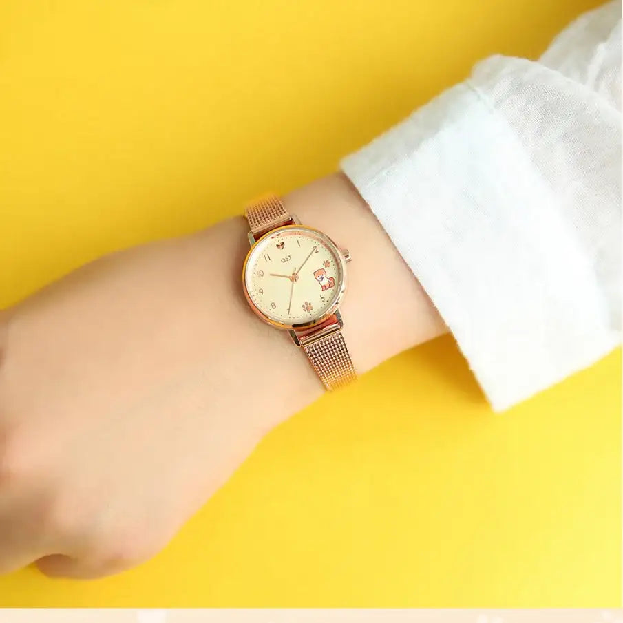 OST - My Little Friends - Pomeranian Rose Gold Mesh Metal Watch - My Little Friends - Jewelry - Harumio