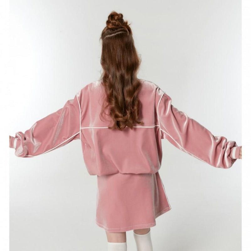 5252 by O!Oi - Velvet Track Jacket - Pink
