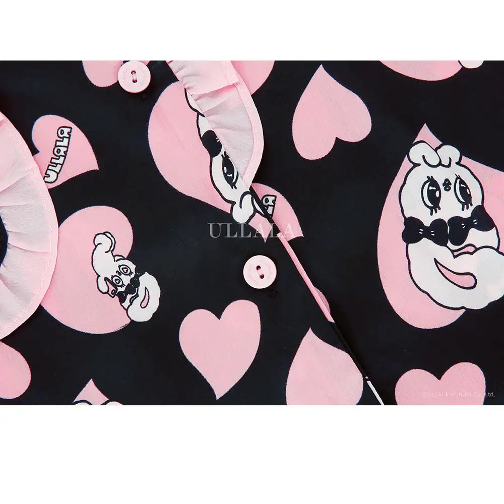 Esther Bunny x Ullala - Chic Bunny Long Sleeve Black Pajamas Set - Esther Bunny x Ullala - Clothing - Harumio
