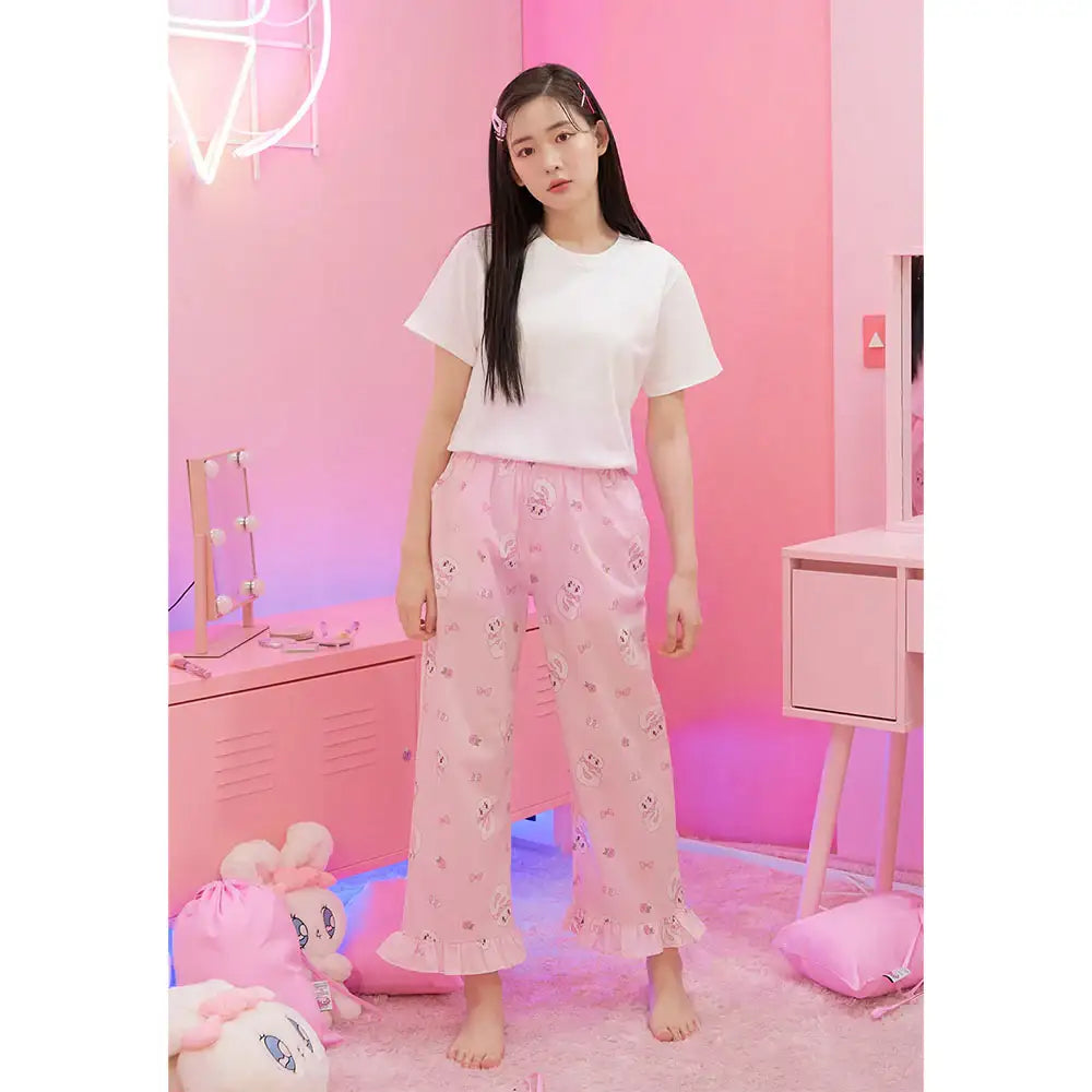 Esther Bunny x Ullala - Heart Bunny Long Pajama Pants - Esther Bunny x Ullala - Clothing - Harumio