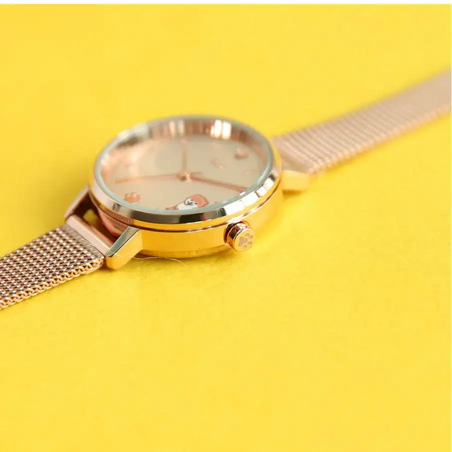 OST - My Little Friends - Pomeranian Rose Gold Mesh Metal Watch - My Little Friends - Jewelry - Harumio