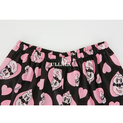 Esther Bunny x Ullala - Chic Bunny Short Sleeve Black Pajamas Set