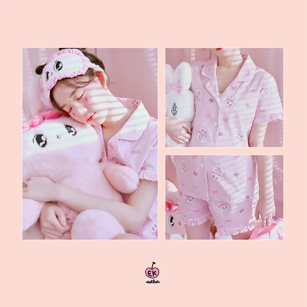 Esther Bunny x Ullala - Heart Bunny Short Sleeve Pajamas Set - Esther Bunny x Ullala - Clothing - Harumio