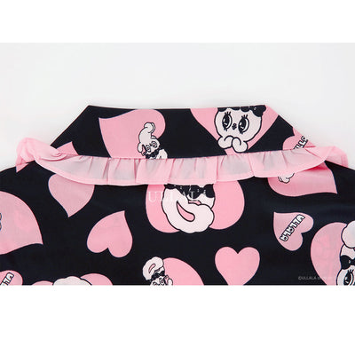Esther Bunny x Ullala - Chic Bunny Long Sleeve Black Pajamas Set