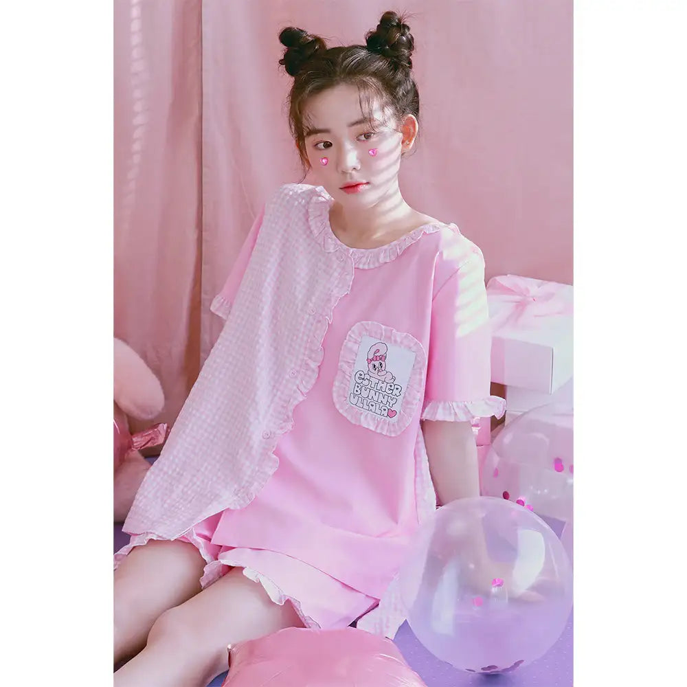 Esther Bunny x Ullala - Lovely Bunny Short Sleeve Pajamas Set - Esther Bunny x Ullala - Clothing - Harumio