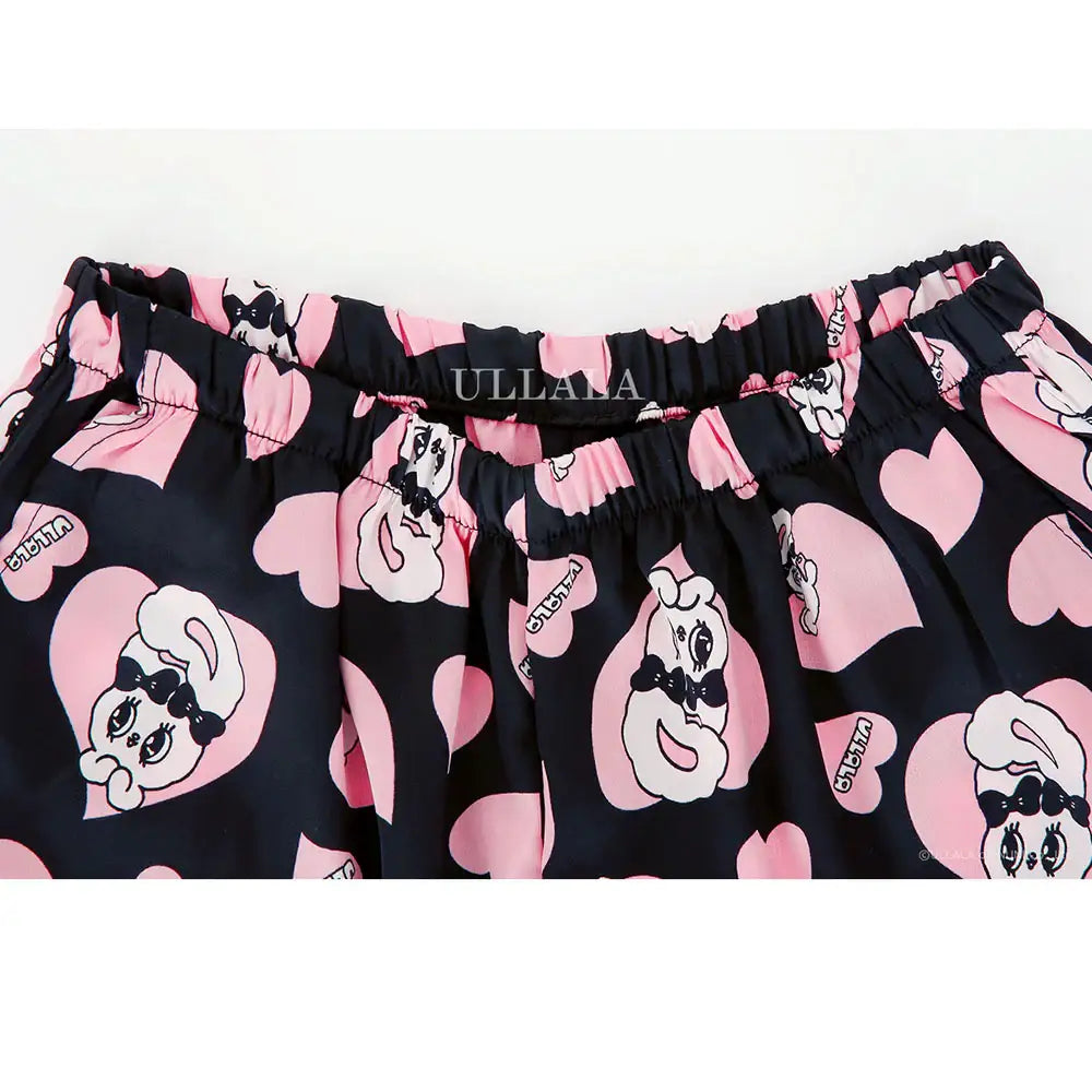 Esther Bunny x Ullala - Chic Bunny Long Sleeve Black Pajamas Set - Esther Bunny x Ullala - Clothing - Harumio
