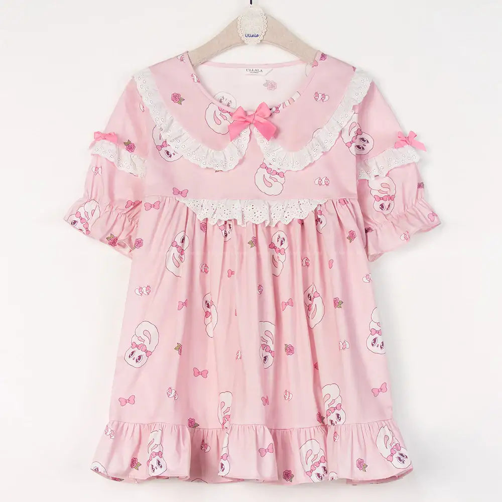 Esther Bunny x Ullala - Heart Bunny Short Sleeve with Lace Pajamas Set - Esther Bunny x Ullala - Clothing - Harumio