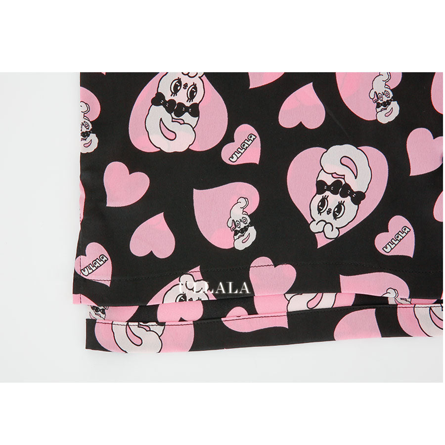 Esther Bunny x Ullala - Chic Bunny Short Sleeve Black Pajamas Set