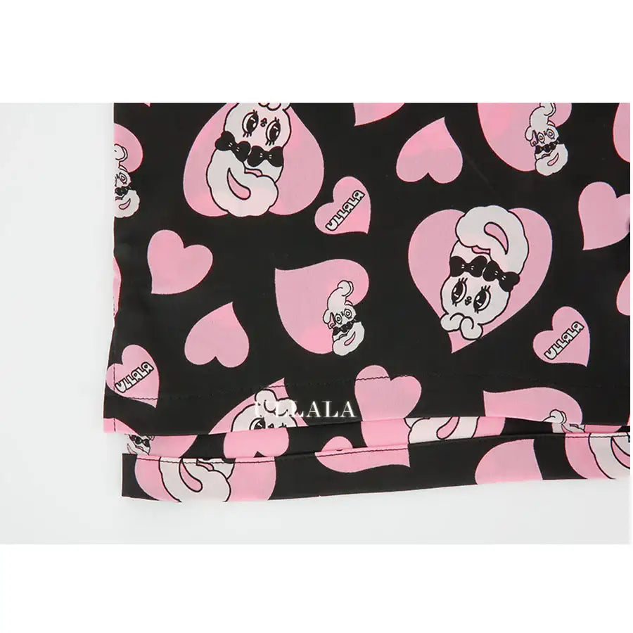Esther Bunny x Ullala - Chic Bunny Short Sleeve Black Pajamas Set - Esther Bunny x Ullala - Clothing - Harumio