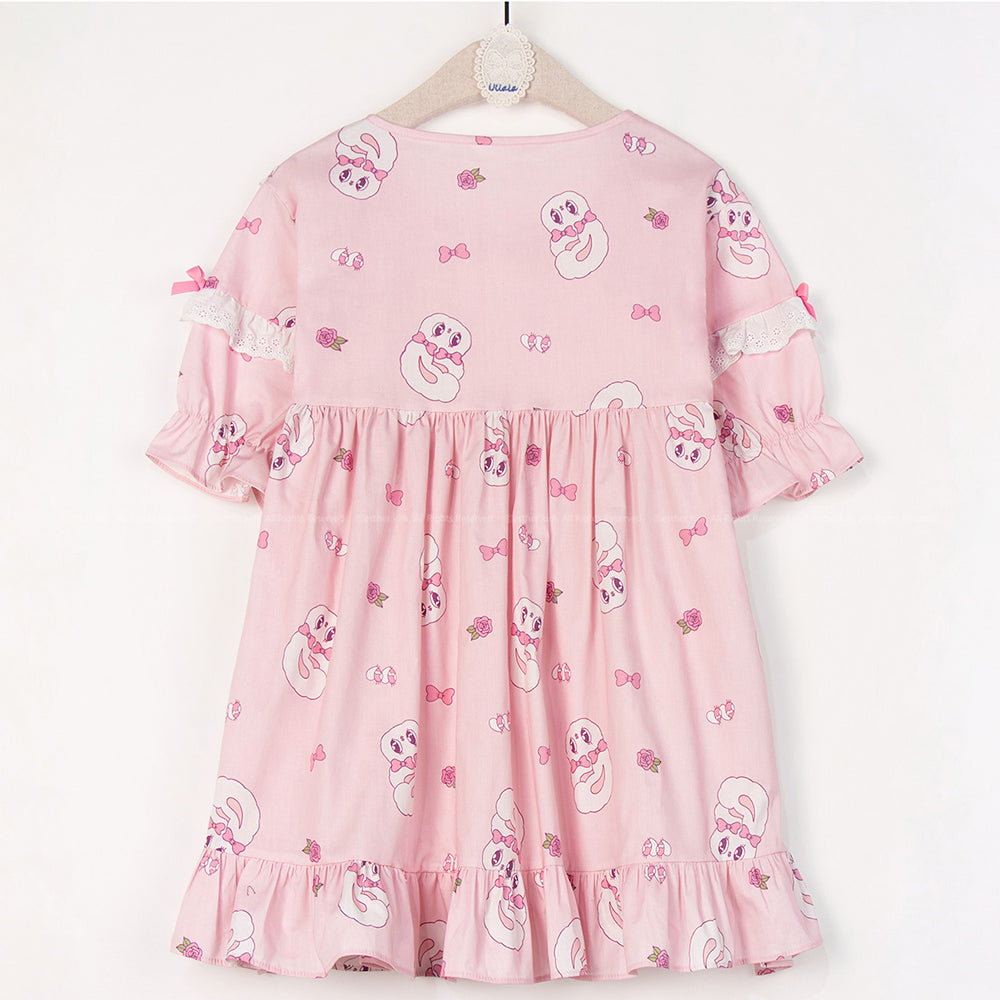 Esther Bunny x Ullala - Heart Bunny Short Sleeve with Lace Pajamas Set
