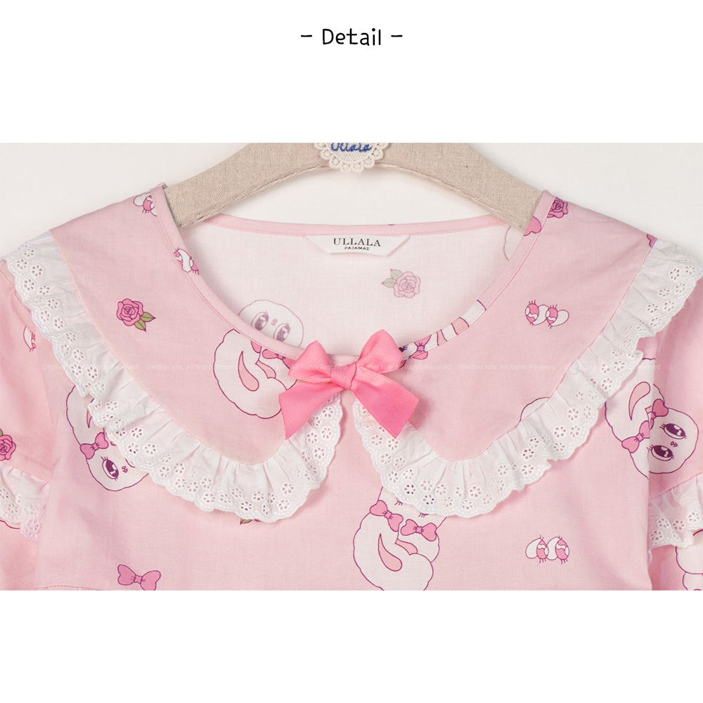 Esther Bunny x Ullala - Heart Bunny Short Sleeve with Lace Pajamas Set