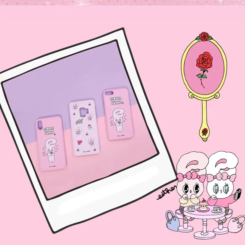 Clue X Esther Bunny - Pink Hard Phone Case for iPhone 7/8 - CLUE - Accessories - Harumio