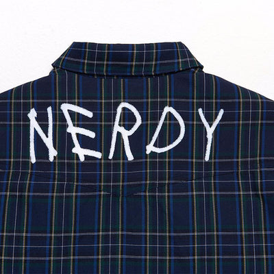 Nerdy - Padded Flannel Shirt Jacket - Navy