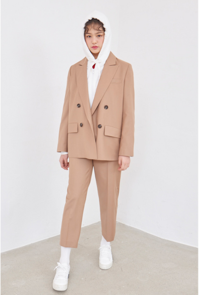 Lap - Tailored Boxy Jacket - Beige - Jacket - Harumio