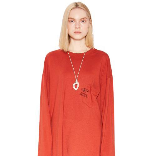 Liful - Oval Pocket Long Sleeve Shirt - Red Brown