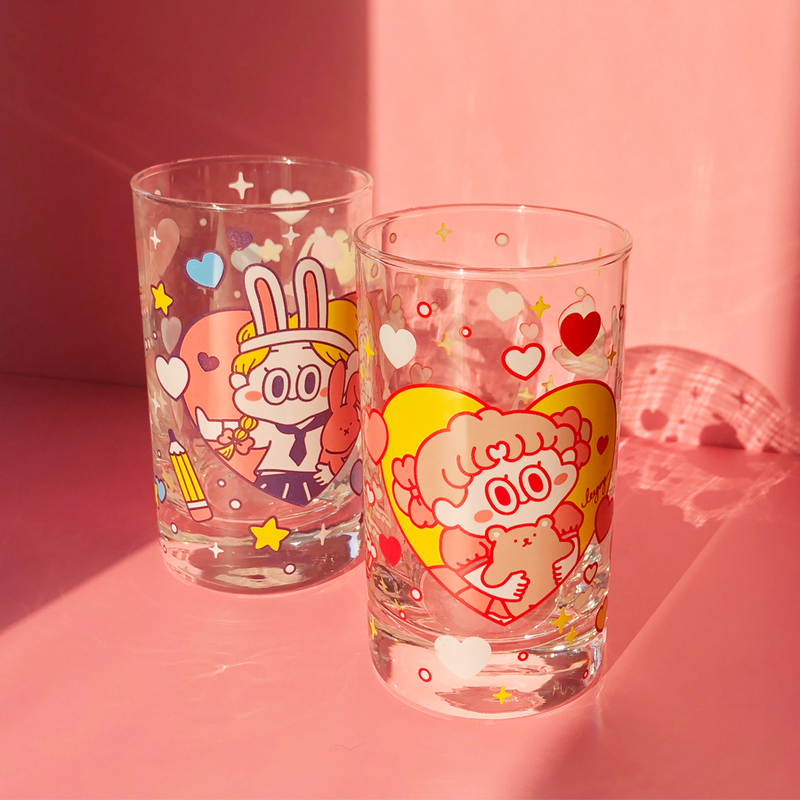Standard Love Dance - Cherry Pie Retro Glass Cup - Rabbit Girl