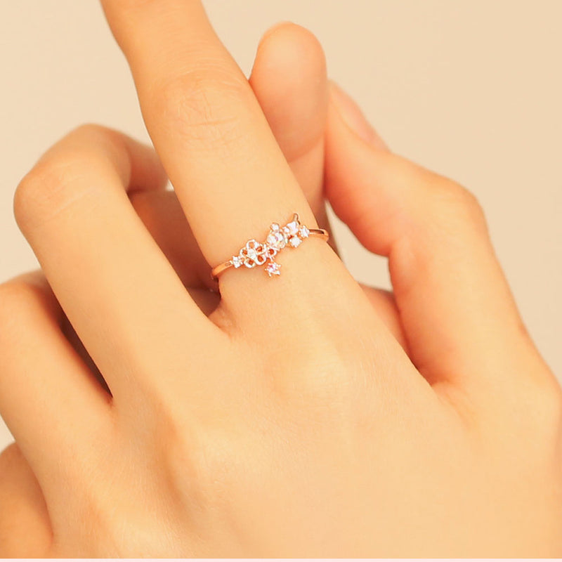 OST x Cardcaptor Sakura - Aurora Rose Stone Cherry Blossom Silver Ring