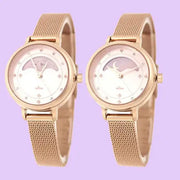 Clue X Esther Bunny - Beautiful Bunny Moon Phase Rose Gold Mesh Watch - CLUE - Accessories - Harumio