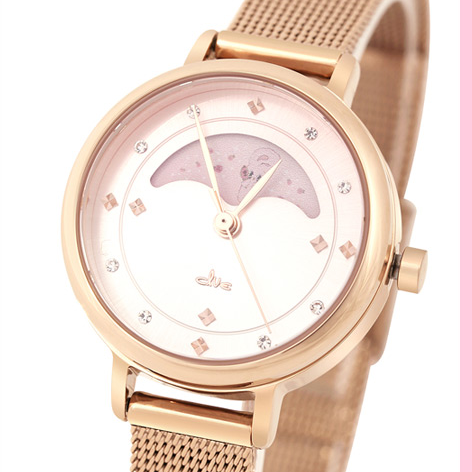 Clue X Esther Bunny - Beautiful Bunny Moon Phase Rose Gold Mesh Watch