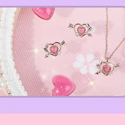 Clue X Esther Bunny - Cupid Esther Bunny Ruby Stone Silver Earrings - CLUE - Accessories - Harumio