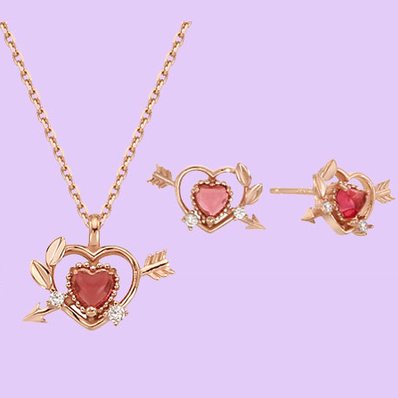 Clue X Esther Bunny - Cupid Esther Bunny Ruby Stone Silver Earrings