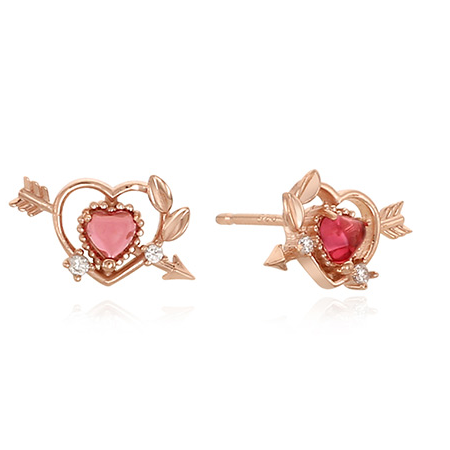 Clue X Esther Bunny - Cupid Esther Bunny Ruby Stone Silver Earrings