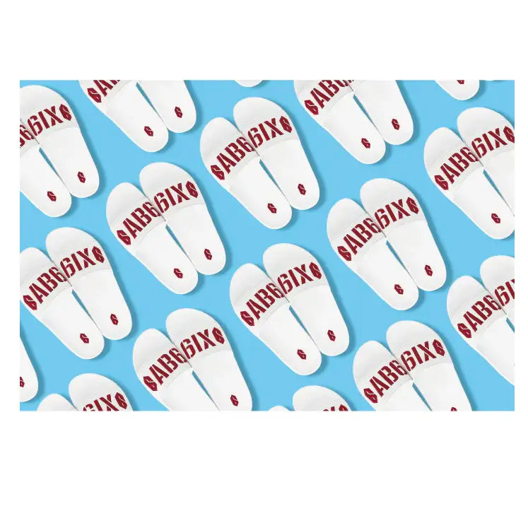 AB6IX - Logo Slide White Slippers - AB6IX - Footwear - Harumio