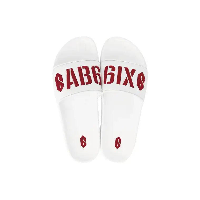 AB6IX - Logo Slide White Slippers - AB6IX - Footwear - Harumio